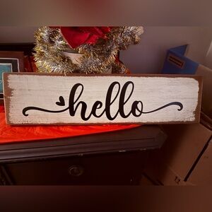 Farmhouse Wooden “Hello” Sign | Rustic Entryway Decor | Handmade Style